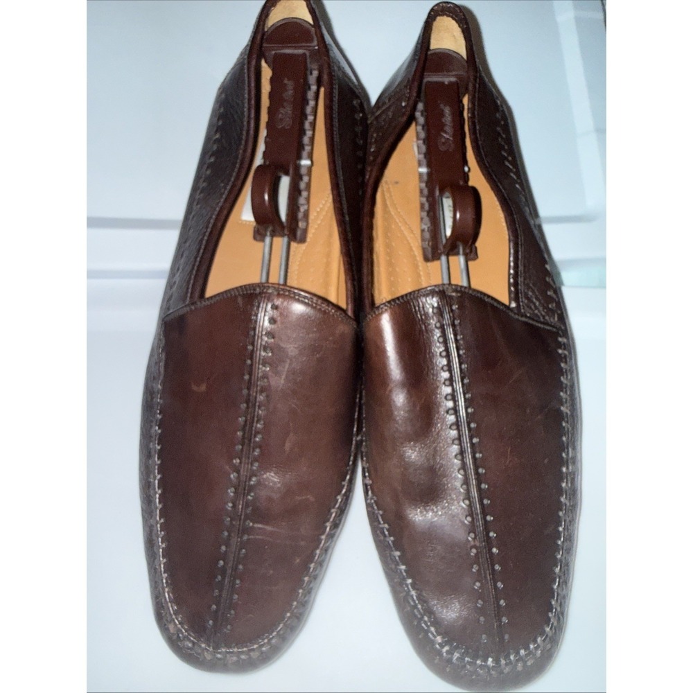 Mezlan Loafers Mens 12 Brown Leather Pattern Embossed Dress Casual Shoes NICE!